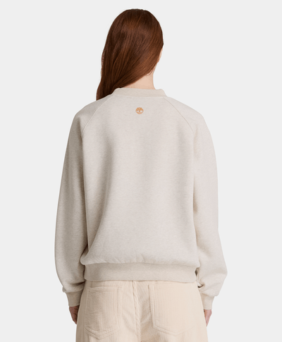 Sudadera de cuello redondo con gráfico e interior cepillado para mujer, Beige