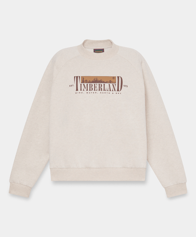 Sudadera de cuello redondo con gráfico e interior cepillado para mujer, Beige