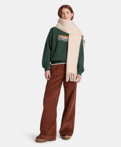 Sudadera de cuello redondo con gráfico e interior cepillado para mujer, Verde