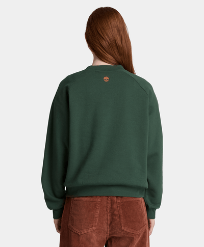 Sudadera de cuello redondo con gráfico e interior cepillado para mujer, Verde