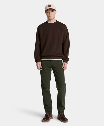 Sudadera de cuello redondo con logo en el pecho Oyster River para hombre, Café