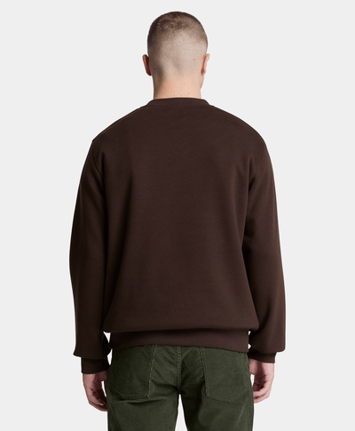 Sudadera de cuello redondo con logo en el pecho Oyster River para hombre, Café
