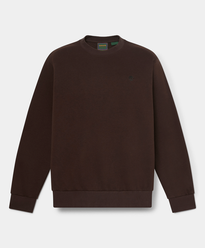 Sudadera de cuello redondo con logo en el pecho Oyster River para hombre, Café