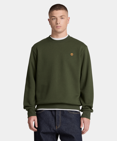 Sudadera de cuello redondo con logo en el pecho Oyster River para hombre, Verde