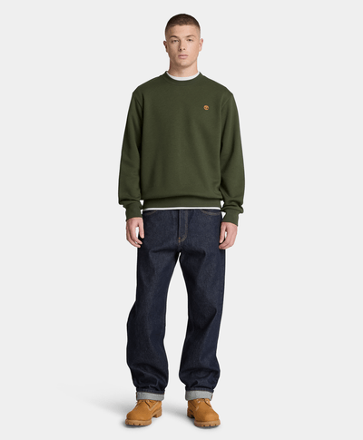 Sudadera de cuello redondo con logo en el pecho Oyster River para hombre, Verde