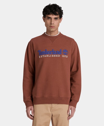 Sudadera de cuello redondo con logotipo bordado para hombre, Café