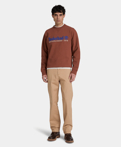 Sudadera de cuello redondo con logotipo bordado para hombre, Café