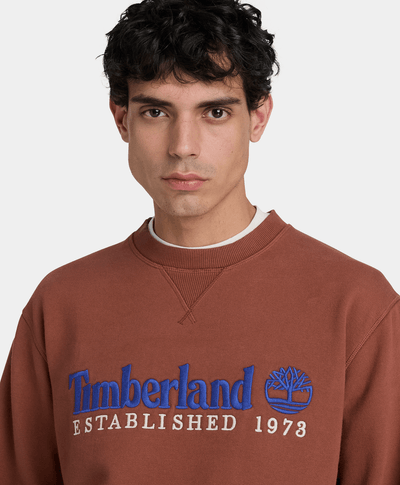 Sudadera de cuello redondo con logotipo bordado para hombre, Café