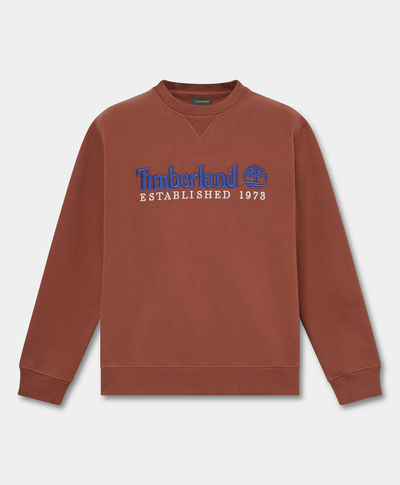 Sudadera de cuello redondo con logotipo bordado para hombre, Café