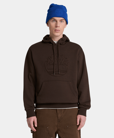 Sudadera de cuello redondo con parche con el logotipo Wareham para hombre, Café