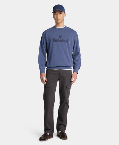 Sudadera de cuello redondo deslavada South Cabot para hombre, Azul