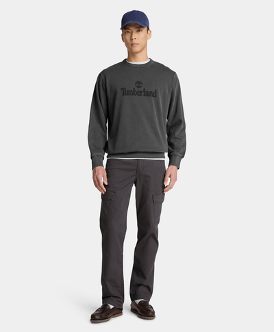 Sudadera de cuello redondo deslavada South Cabot para hombre, Negro