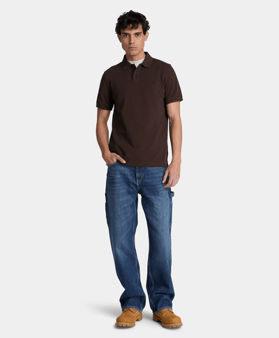Polo de manga corta Oyster River para hombre, Café