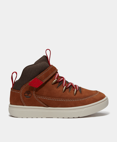 Tenis Lisbon Street Mid con cierre de velcro para niños, Café