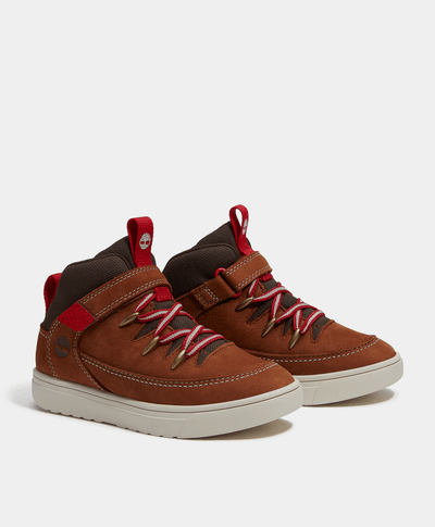 Tenis Lisbon Street Mid con cierre de velcro para niños, Café