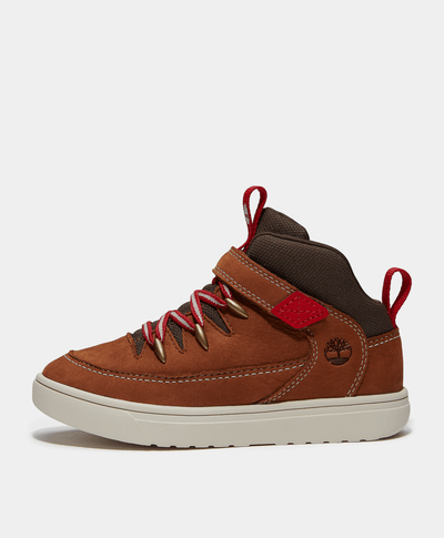 Tenis Lisbon Street Mid con cierre de velcro para niños, Café