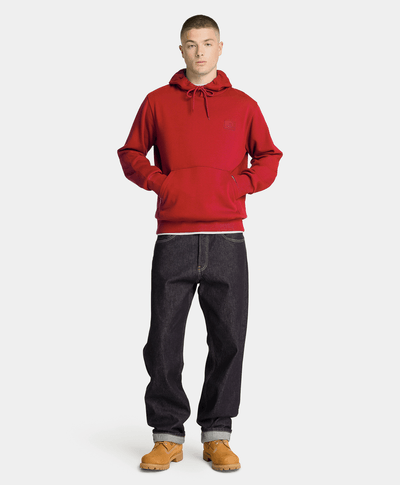 Sudadera con gorro y logo de silicona para hombre, Rojo