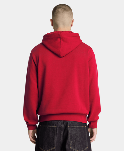 Sudadera con gorro y logo de silicona para hombre, Rojo
