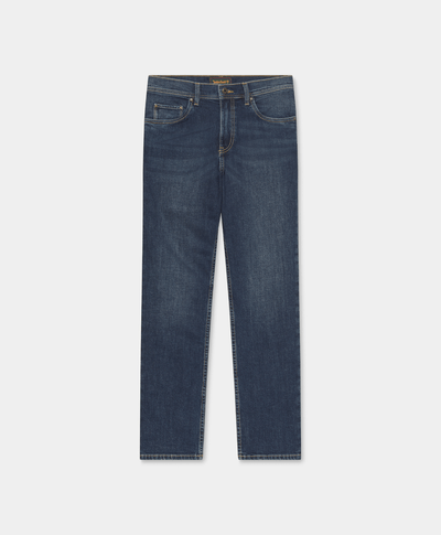 Pantalón de mezclilla recto para hombre, Azul