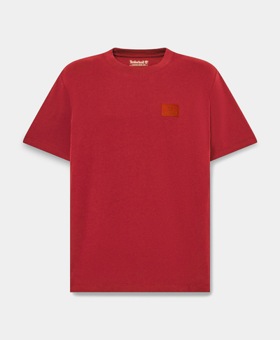 Playera de manga corta con logo de silicona para hombre, Rojo