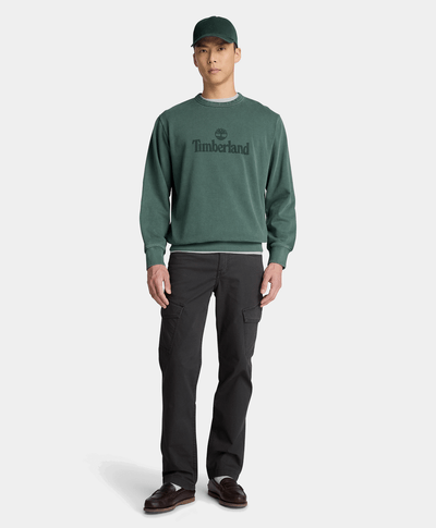 Sudadera de cuello redondo deslavada South Cabot para hombre, Verde